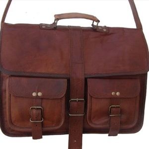 FINAL SALE As IS Multi-pocket handmade leather messenger / briefcase Bag